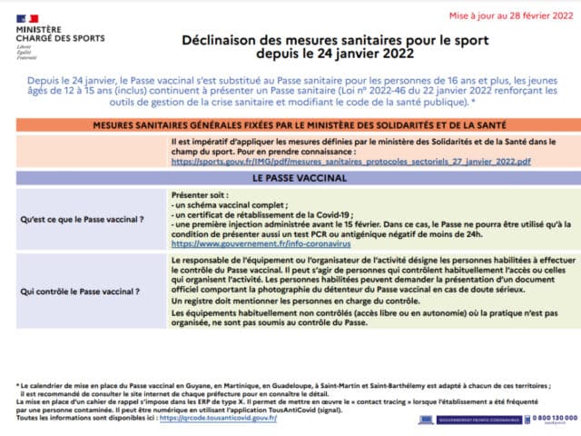 Allègement du protocole sanitaire au 28 février