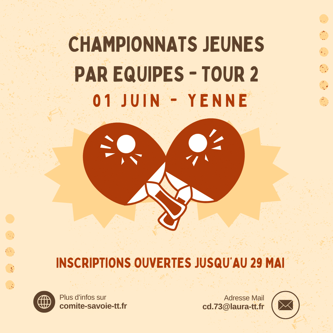 Infos Championnats Jeunes par équipes – Tour 2