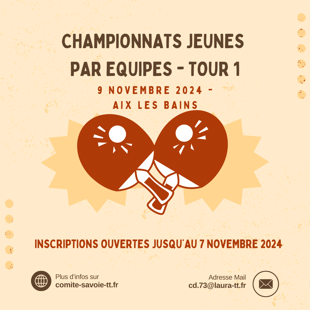 Infos Ch. Jeunes par équipes – Tour 1 – Aix les Bains