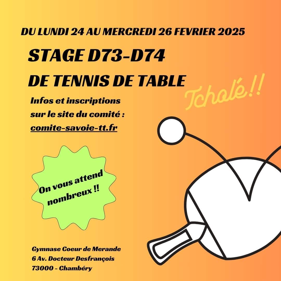 Infos stage D73/D74 – Février 2025