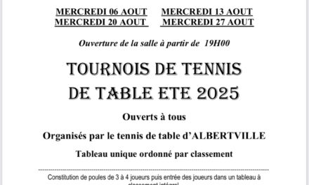 Tournois d&rsquo;été du TTA !